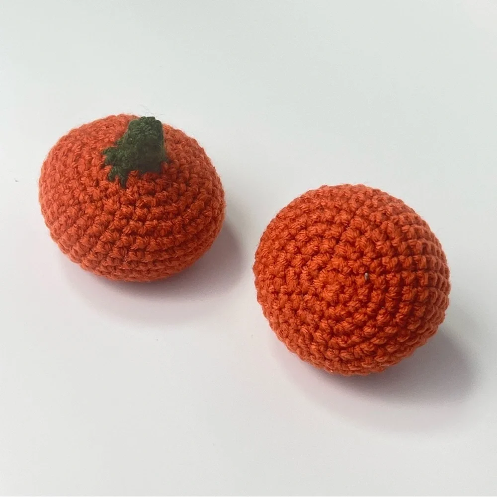 Cat Toy Handmade Crochet Catnip Pumpkin Cat Toys Set of Two